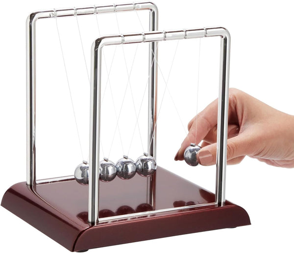 Newton'S Cradle Balance Pendulum, Physics Learning Desk Toy, Swinging Kinetic Balls for Home, Office Decoration, Stress Relief, Fun Science Fidget Accessories (7X6X7 In)