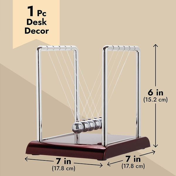 Newton'S Cradle Balance Pendulum, Physics Learning Desk Toy, Swinging Kinetic Balls for Home, Office Decoration, Stress Relief, Fun Science Fidget Accessories (7X6X7 In)